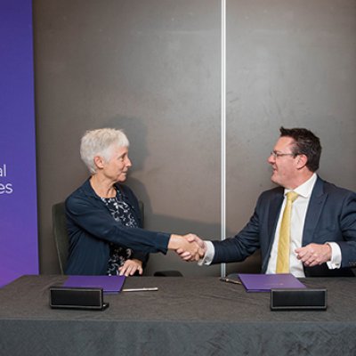 UQ’s Faculty of Health and Behavioural Sciences Associate Dean (Research) Professor Christina Lee and ACIC Chief Executive Officer Mr Michael Phelan APM